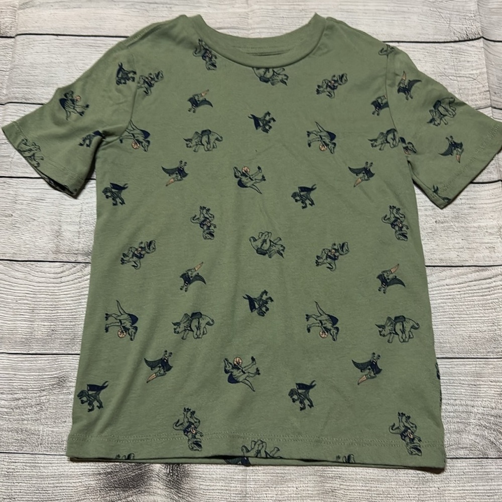 365Kids Green Dinosaur Basketball Short Sleeve Shirt size 6